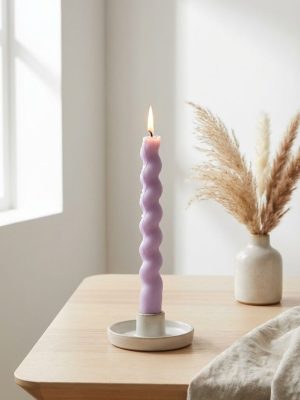 Dabīgā vaska galda spirālveida svece | LAVANDAS | 18 cm