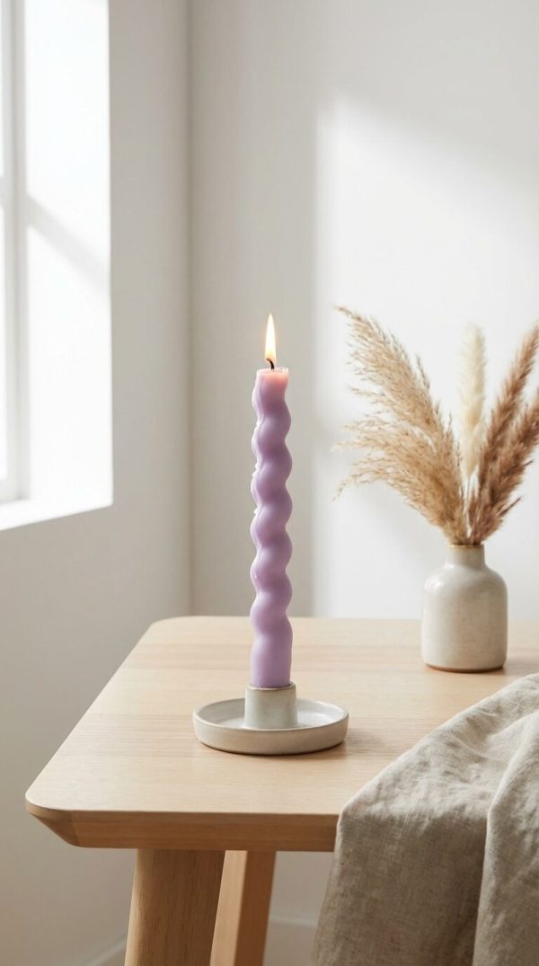 1000058709-3faaa430.jpg Dabīgā vaska galda spirālveida svece | LAVANDAS | 18 cm