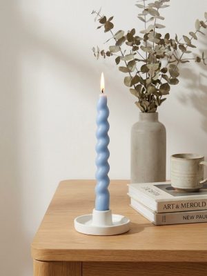 Dabīgā vaska galda spirālveida svece, | ICE BLUE ZILS | 18 cm