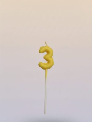 Dabīgā vaska kūku toperis-svecīte ar ciparu "3"