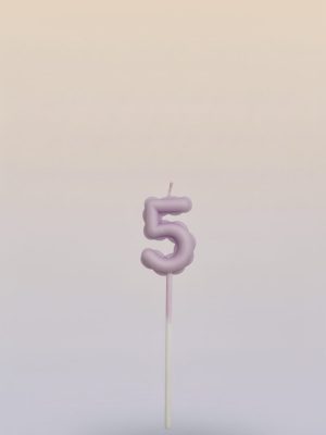Dabīgā vaska kūku toperis-svecīte ar ciparu "5"