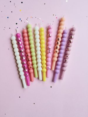 Bišu vaska svecītes "Pērlītes" kūkām un tortēm | Pasteļtoņu mix | 11 cm