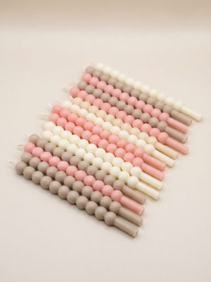 Dzimšanas dienas svecīte "Pērlītes" kūkām un tortēm | Krāsu palete Milk & Blush | 11cm