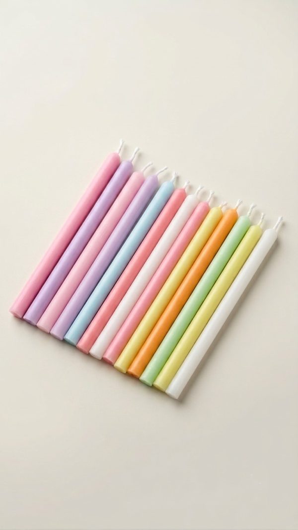 kukas-sveces-10cm-pastelu-toni Dabīgā vaska kūku un tortes svecītes