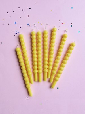 Dzimšanas dienas svecīte "Pērlītes" kūkām un tortēm | Dzeltenas | 11 cm
