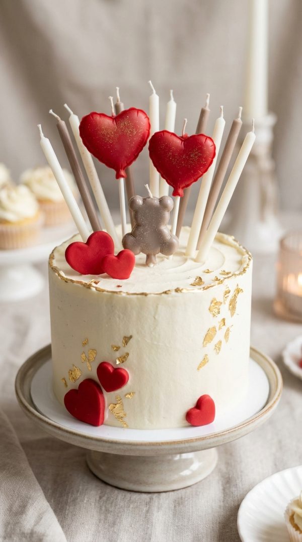 sirds-formas-kuku-toperi (3) Sirds formas kūkas svecītes un lācīša svece svētku tortes dekorā