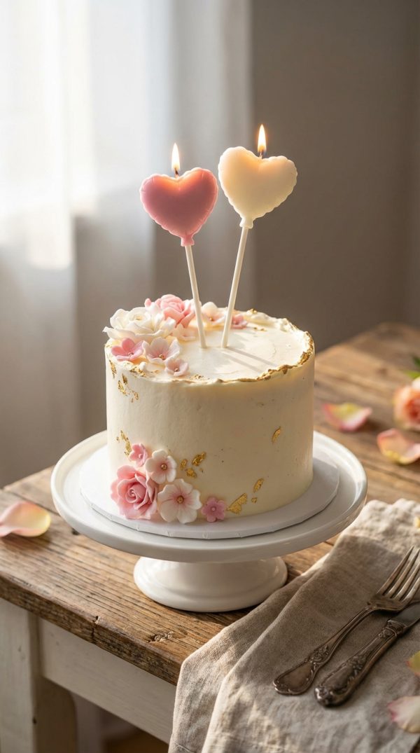 Sirds formas kūkas svecītes romantiskas tortes dekorēšanai