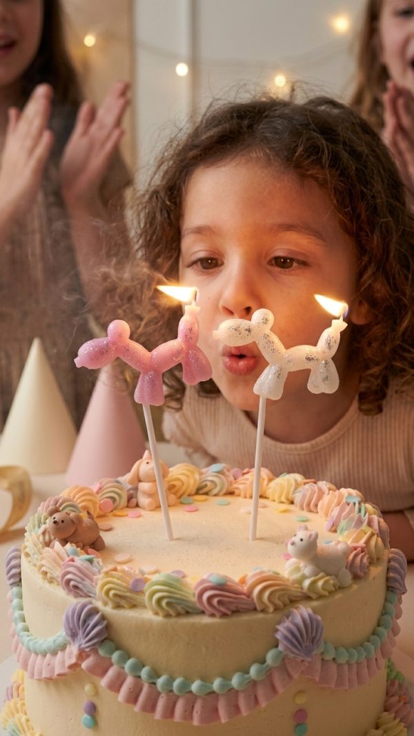 balonu-sveces-bernu-dzimšanas-dienas-torte Balonu formas kūku sveces dzimšanas dienas tortes dekorēšanai